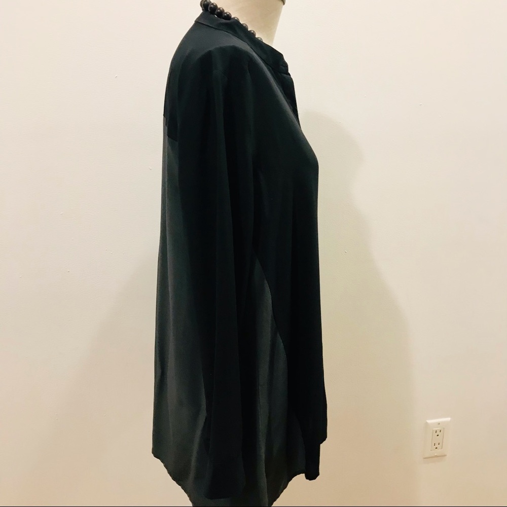 Eileen Fisher black and grey silk button-down shirt. Size XS. NWOT - Picture 3 of 11